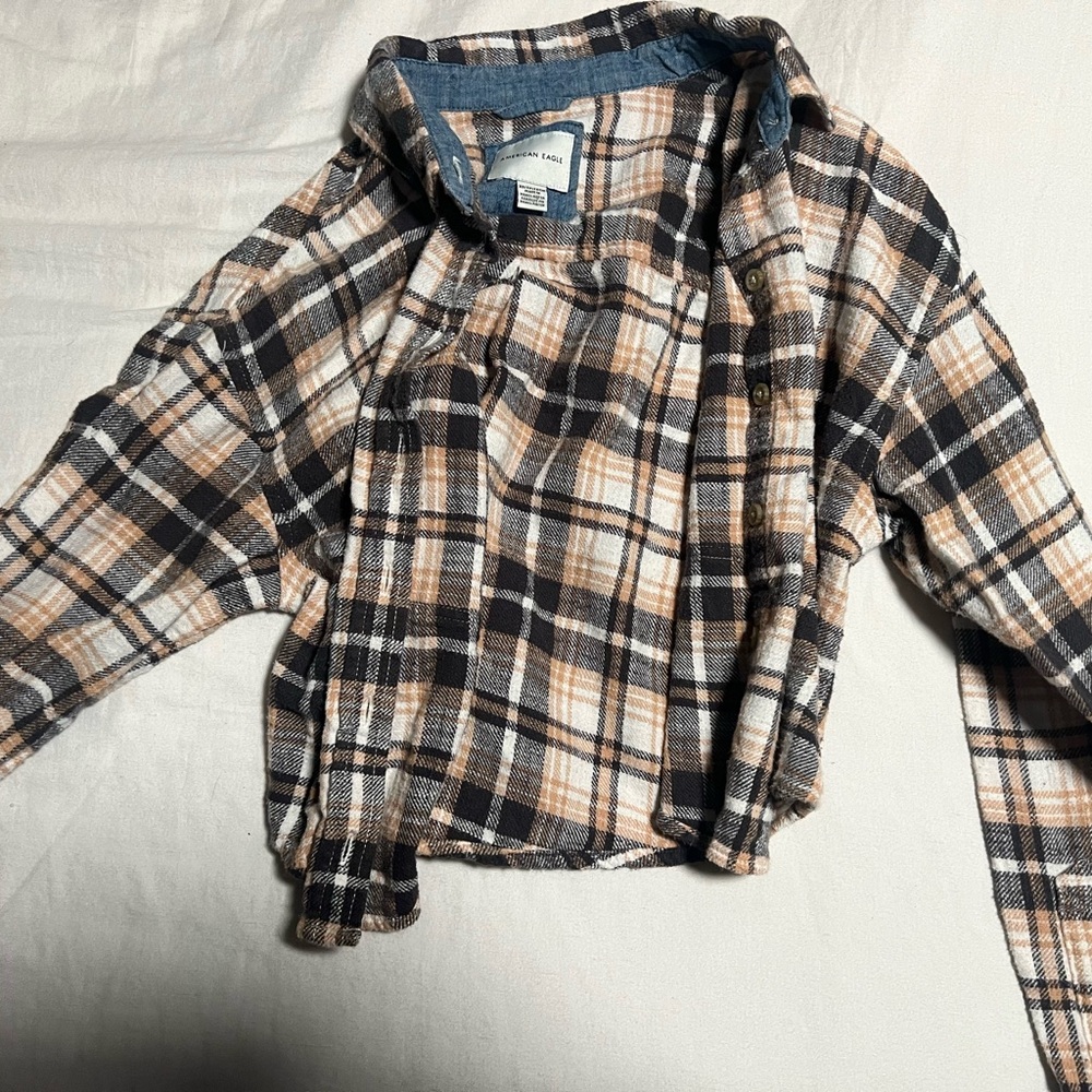 Plaid American Eagle Cropped Flannel